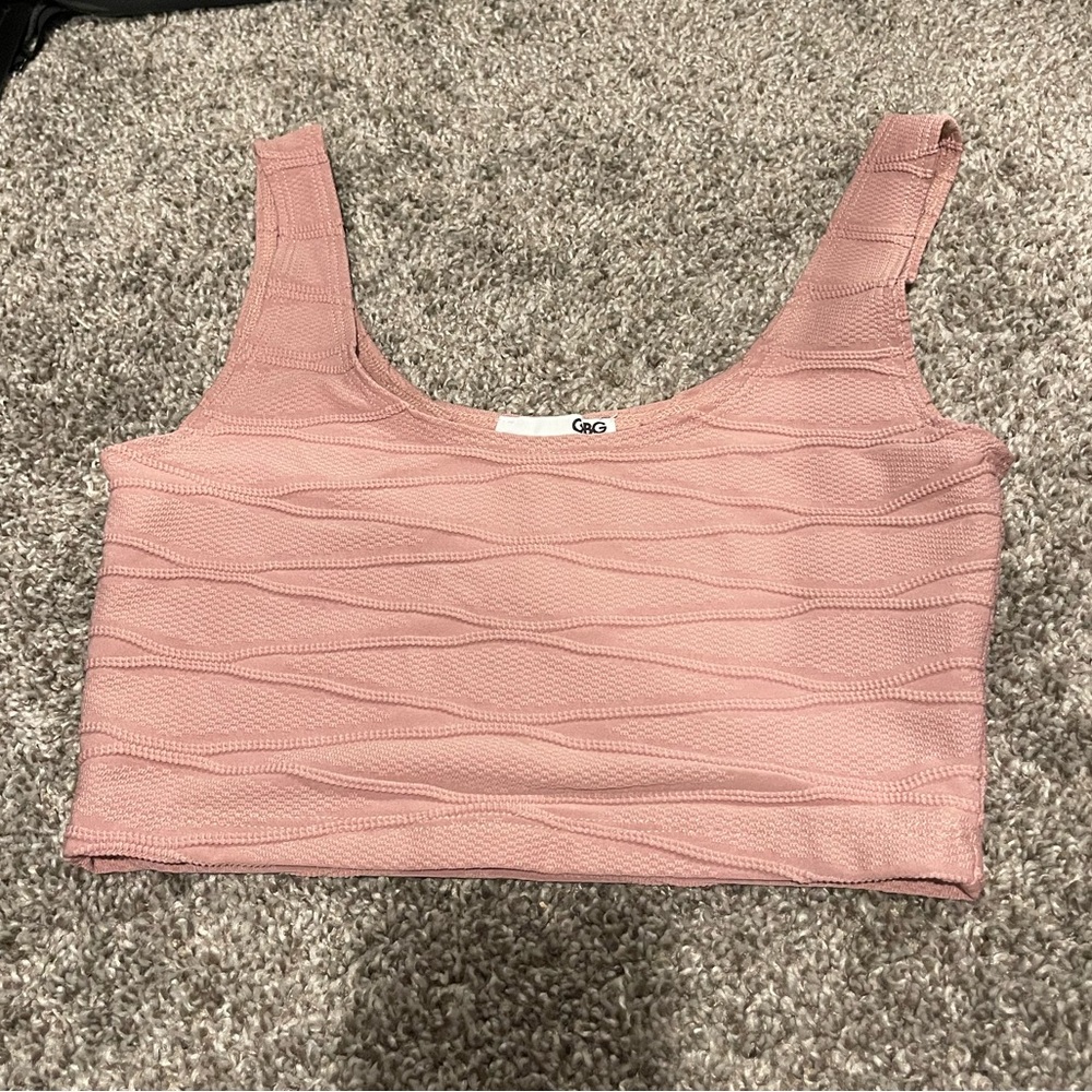 GBG Los Angeles Textured Crop Top- Pink